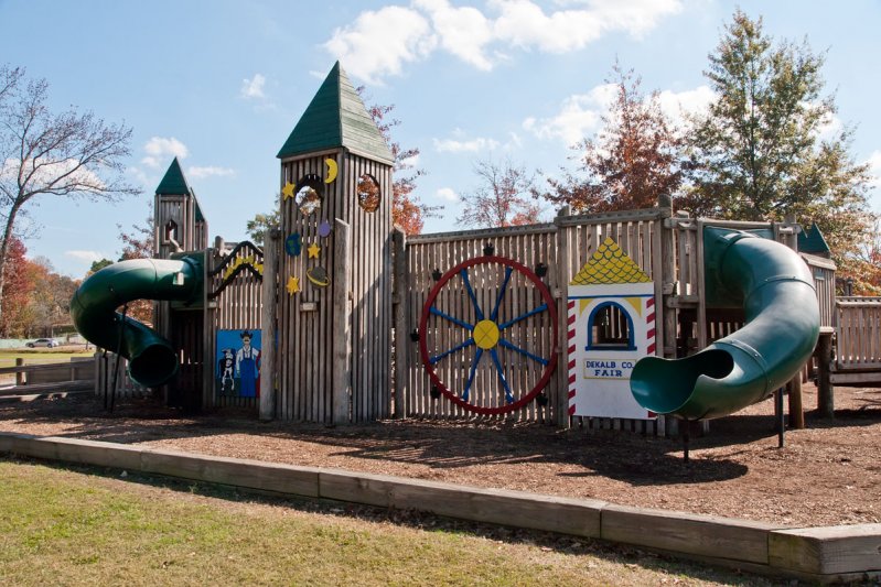 Photo of a wooden playground in Smithville, Tennessee
